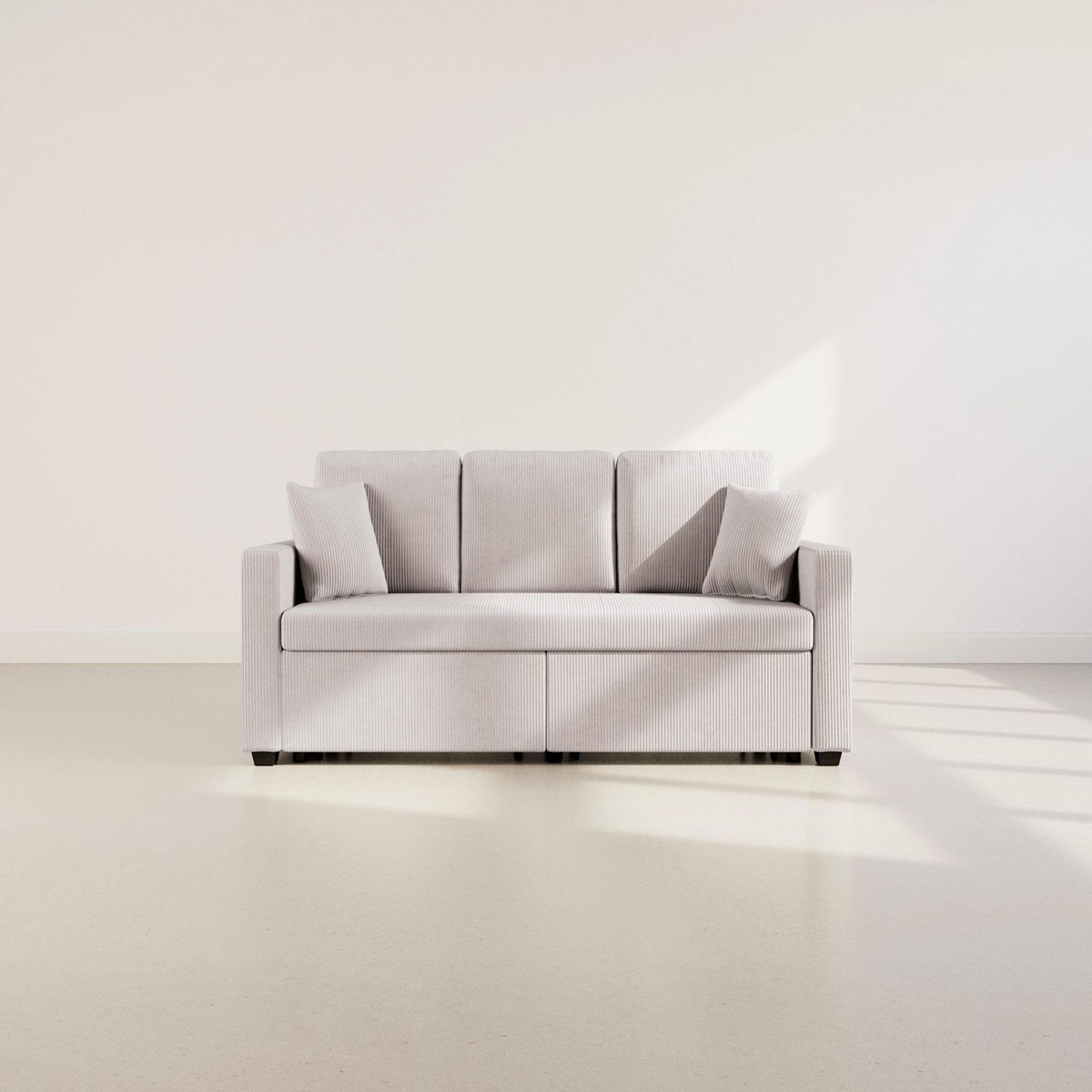 BEST MOBILIER Cyrus - canapé droit 3 places convertible en velours côtelé