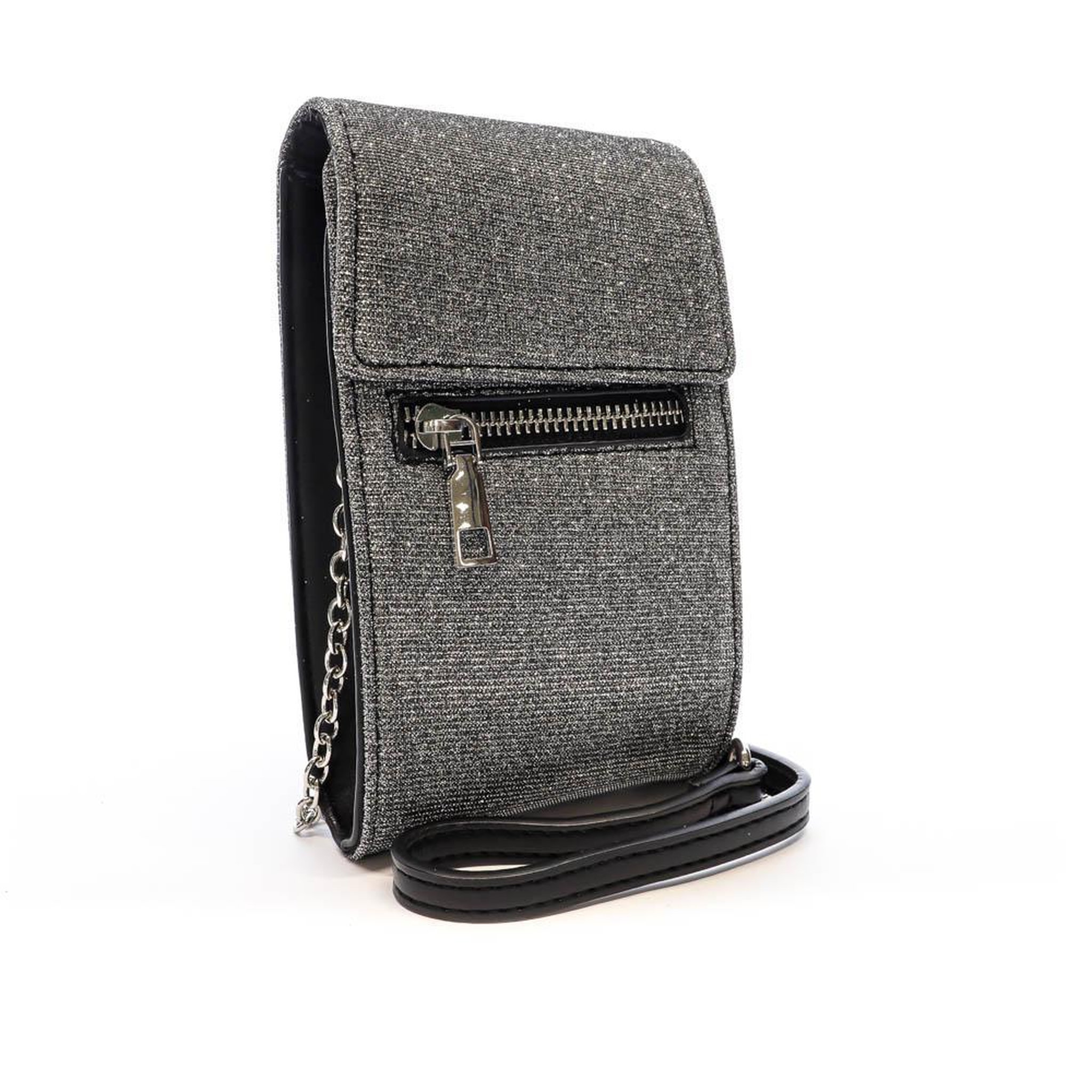 Voir la diapositive 2 : MORGAN Sac Téléphone Gris Argenté Femme Morgan POCKY