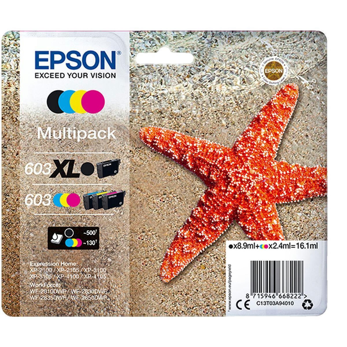 Epson Cartouches d'encre Epson 603 Multipack - 4 couleurs - Noir, Jaune, Cyan, Magenta - Original