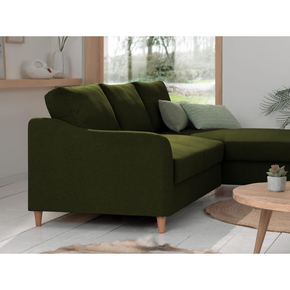 LISA DESIGN Will - canapé d'angle droit - convertible avec coffre - 4 places - en tissu