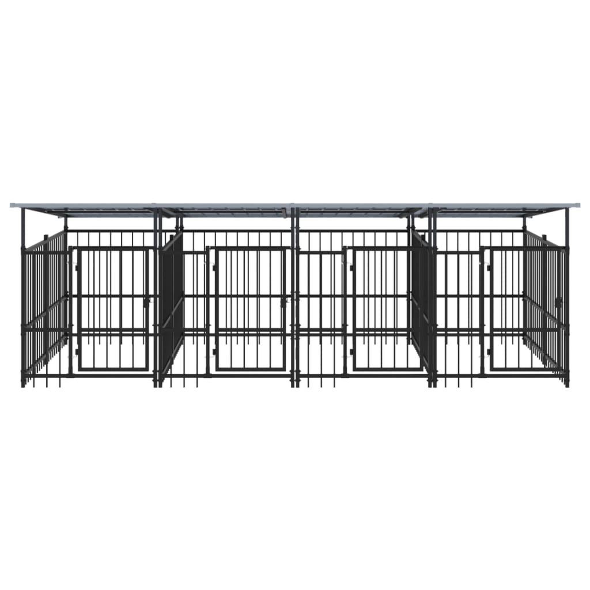 Voir la diapositive 3 : VIDAXL Chenil d'exterieur avec toit pour chiens Acier 7,51 m²