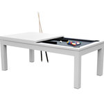 Rendez vous déco Table de billard convertible blanche tapis gris-Eddie