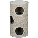 PAWHUT Arbre à chat cylindrique - tour à griffer pour chat - tonneau griffoir - 3 niveaux + plateforme - sisal peluche gris clair