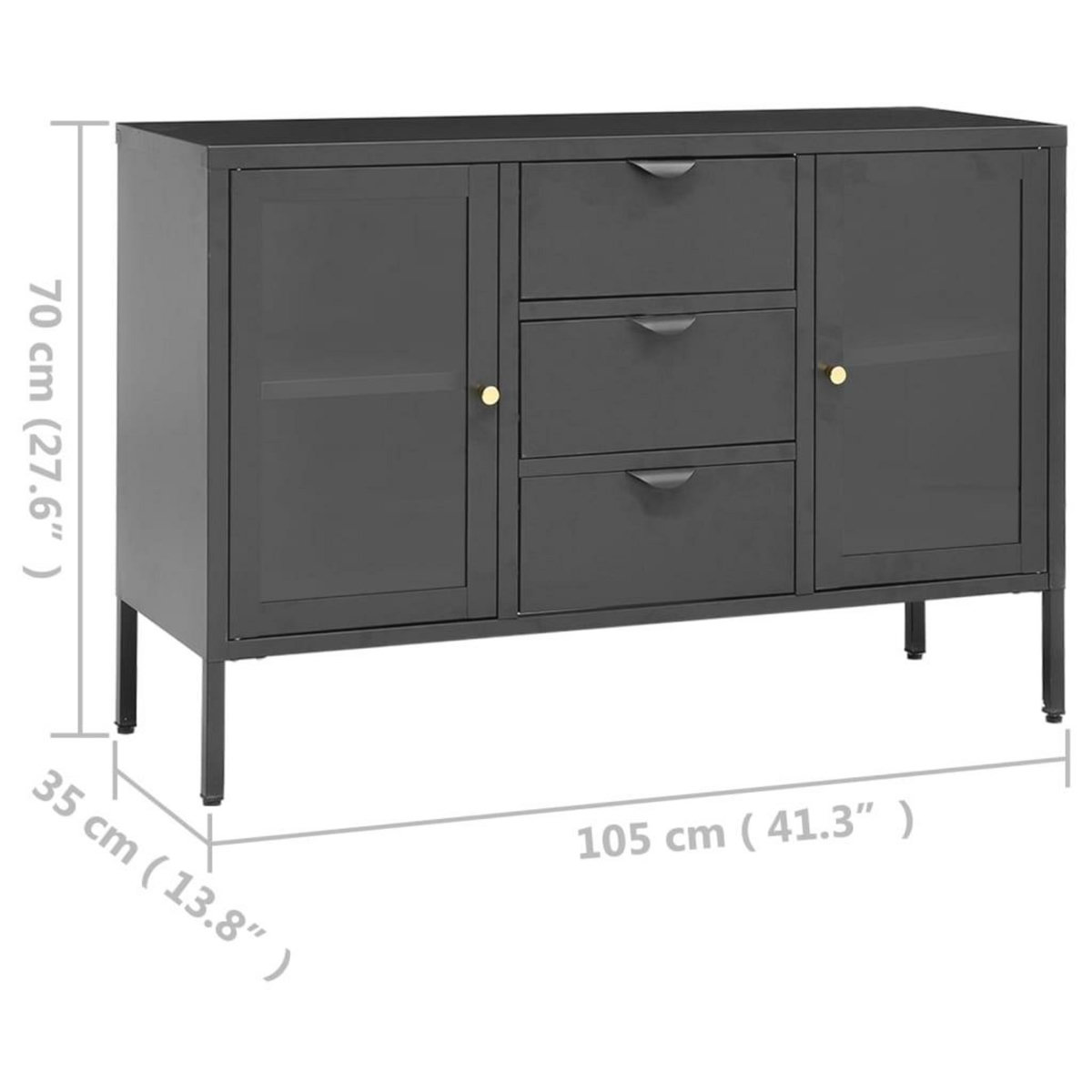VIDAXL Buffet Anthracite 105x35x70 cm Acier et verre trempe