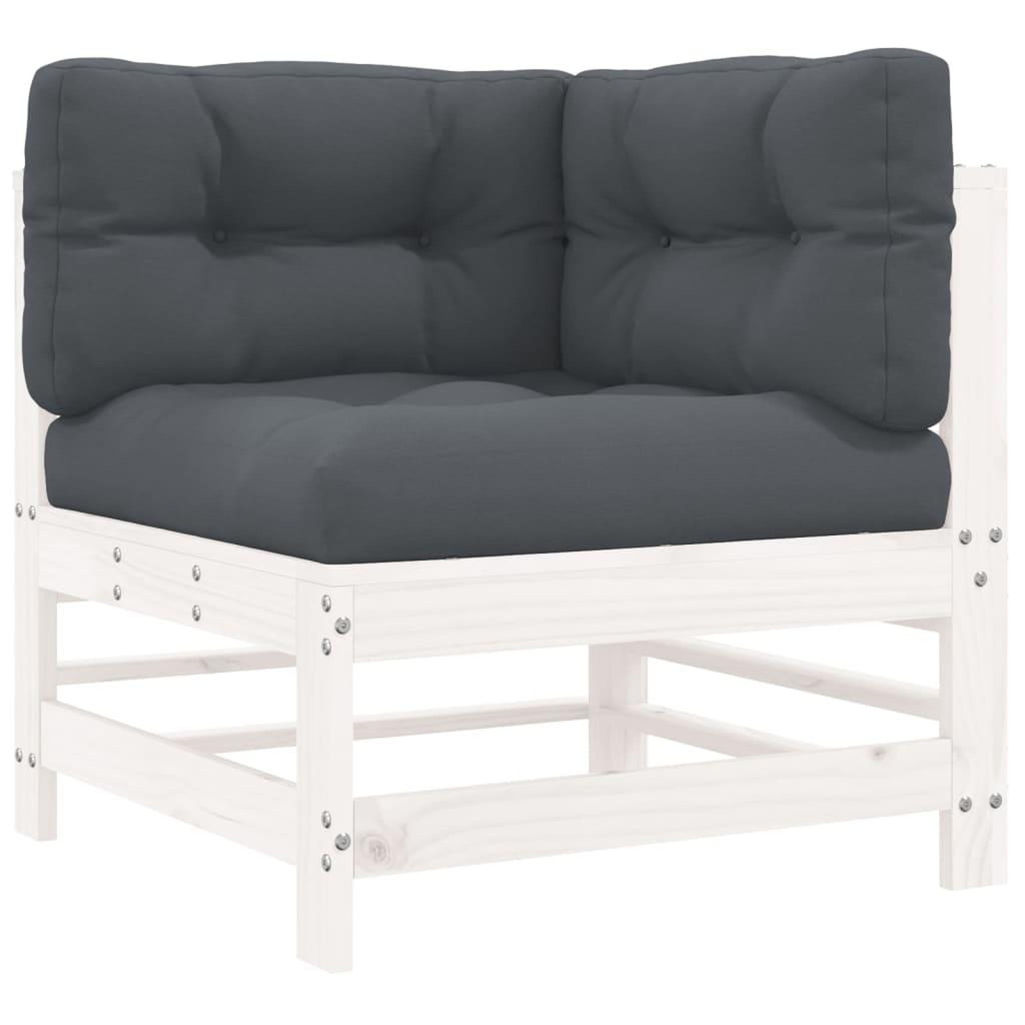 Voir la diapositive 5 : VIDAXL Salon de jardin 7 pcs avec coussins blanc bois massif