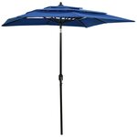 VIDAXL Parasol de jardin a 3 niveaux avec mat en aluminium bleu azure