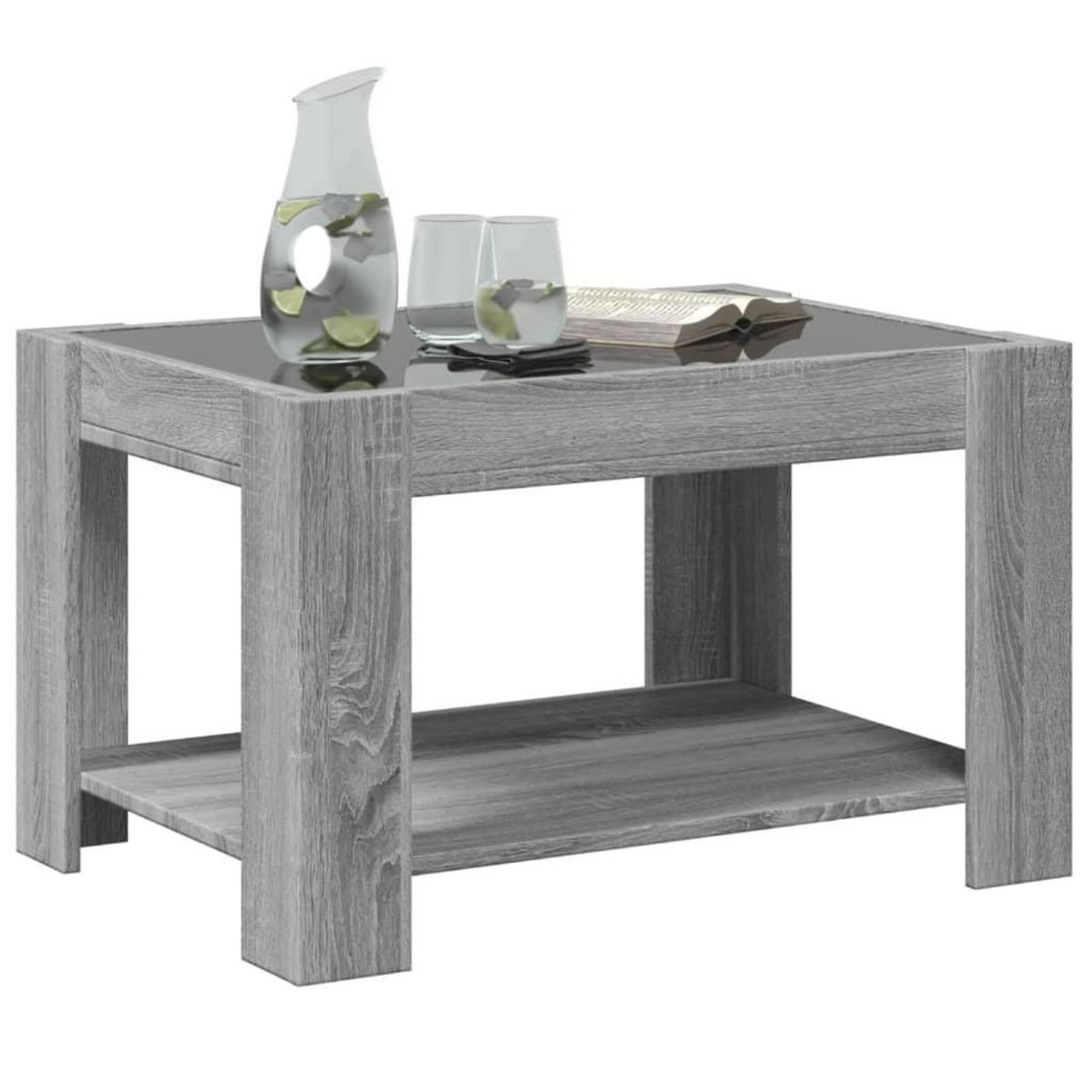 VIDAXL Table basse avec LED sonoma gris 73x53x45 cm bois d'ingenierie