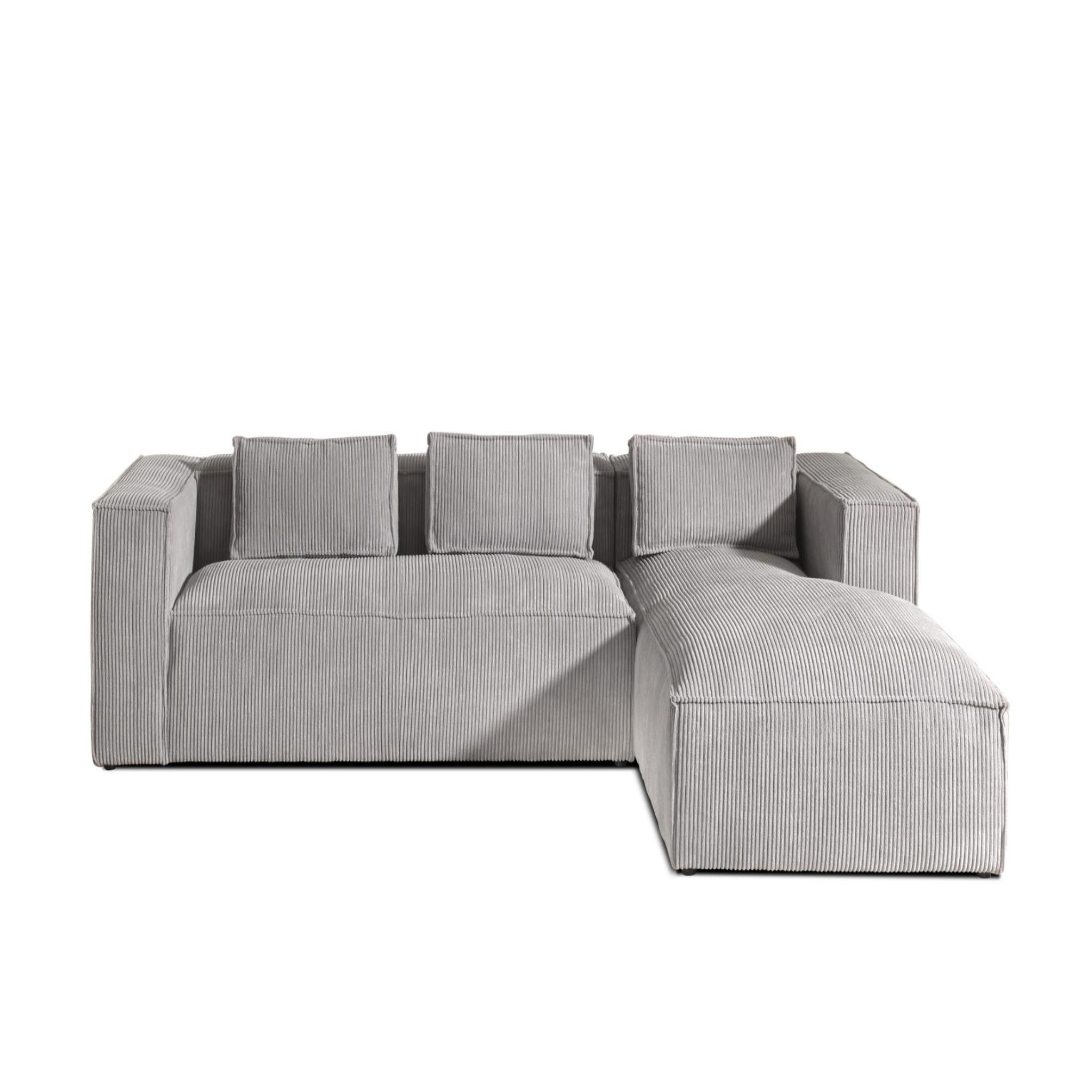 Voir la diapositive 1 : LISA DESIGN Stella - canapé d'angle - en velours côtelé - 4 places -style contemporain - droit