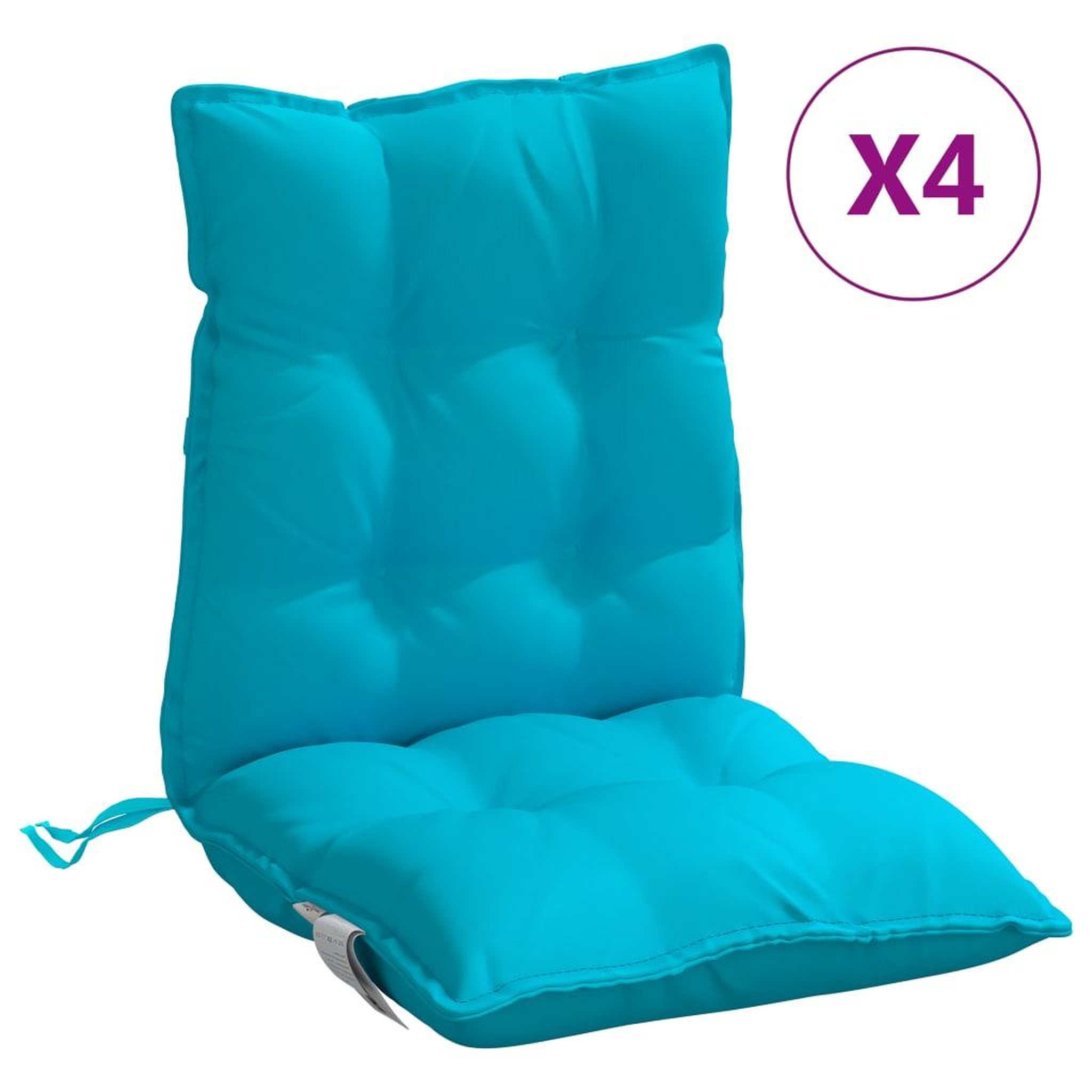 Voir la diapositive 2 : VIDAXL Coussins de chaise a dossier bas lot de 4 turquoise