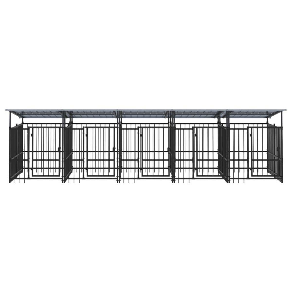 VIDAXL Chenil d'exterieur avec toit pour chiens Acier 9,38 m²