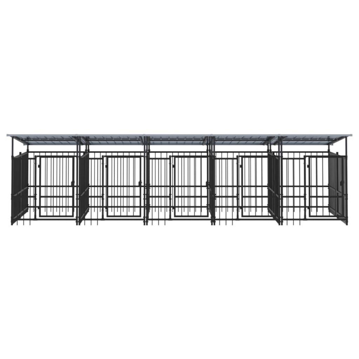 VIDAXL Chenil d'exterieur avec toit pour chiens Acier 9,38 m²