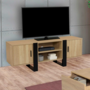 Voir la diapositive 2 : ID MARKET Meuble TV 140 cm PHOENIX 2 portes bois et noir