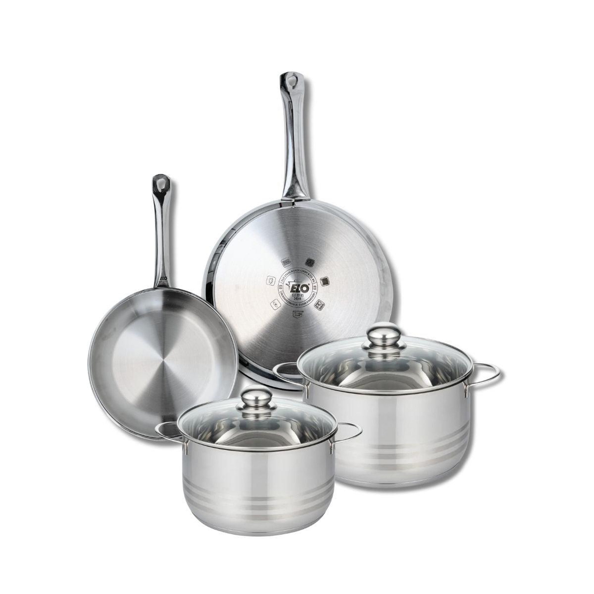 ELO Ensemble de 2 poêles de cuisson 24 et 28 cm et 2 faitouts 20 et 24 cm elo profi brillant