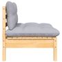Voir la diapositive 3 : VIDAXL Canape central de jardin avec coussins gris Bois de pin massif