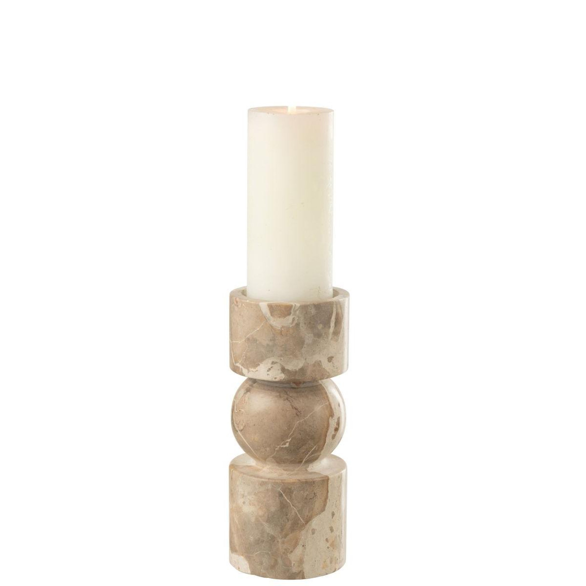 Voir la diapositive 2 : J-LINE Bougeoir en marbre  chance  23cm beige