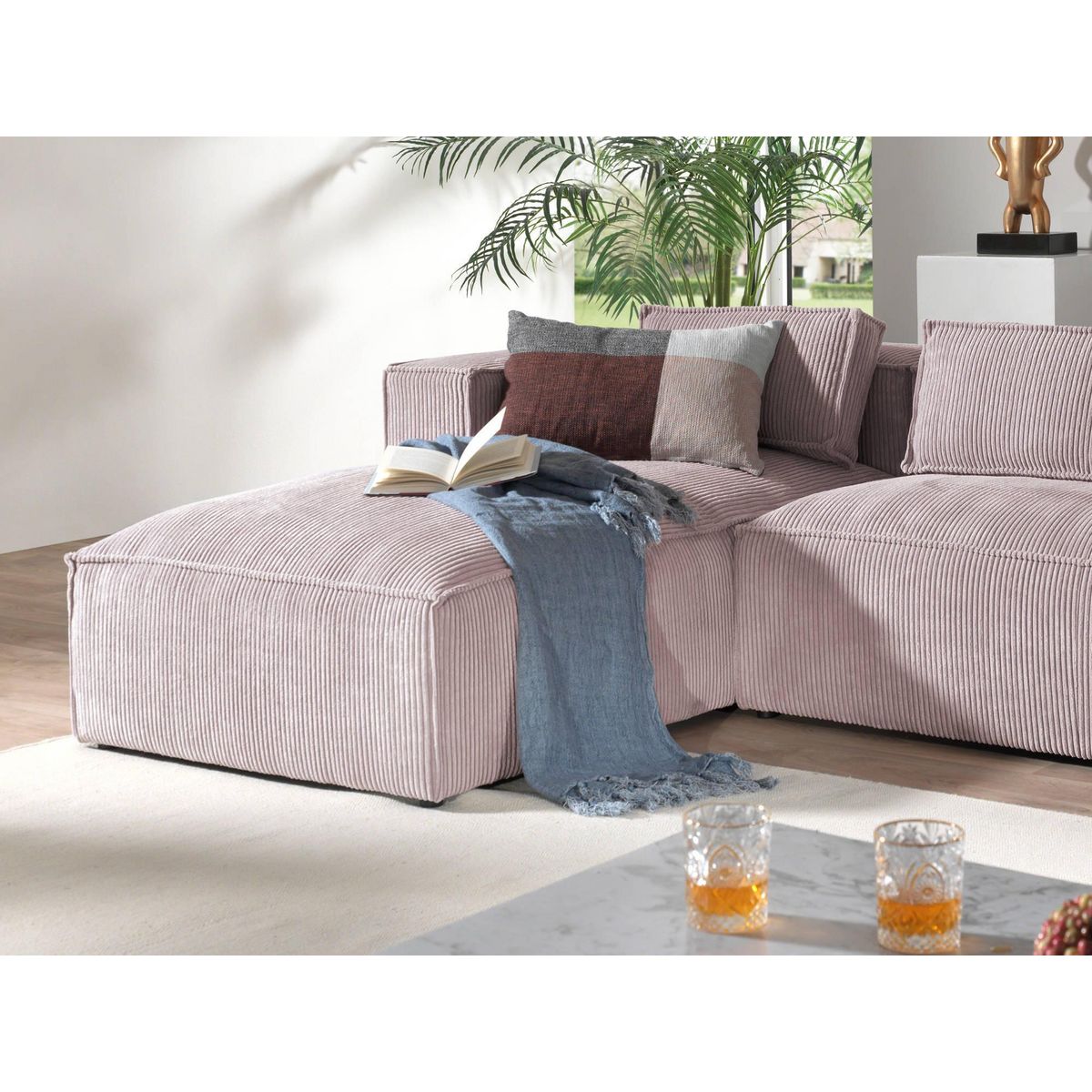 LISA DESIGN Stella - canapé d'angle - en velours côtelé - 4 places -style contemporain - gauche