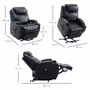 HOMCOM Fauteuil releveur électrique fauteuil de relaxation inclinable repose-pied relevable grand confort télécommande revêtement synthétique noir