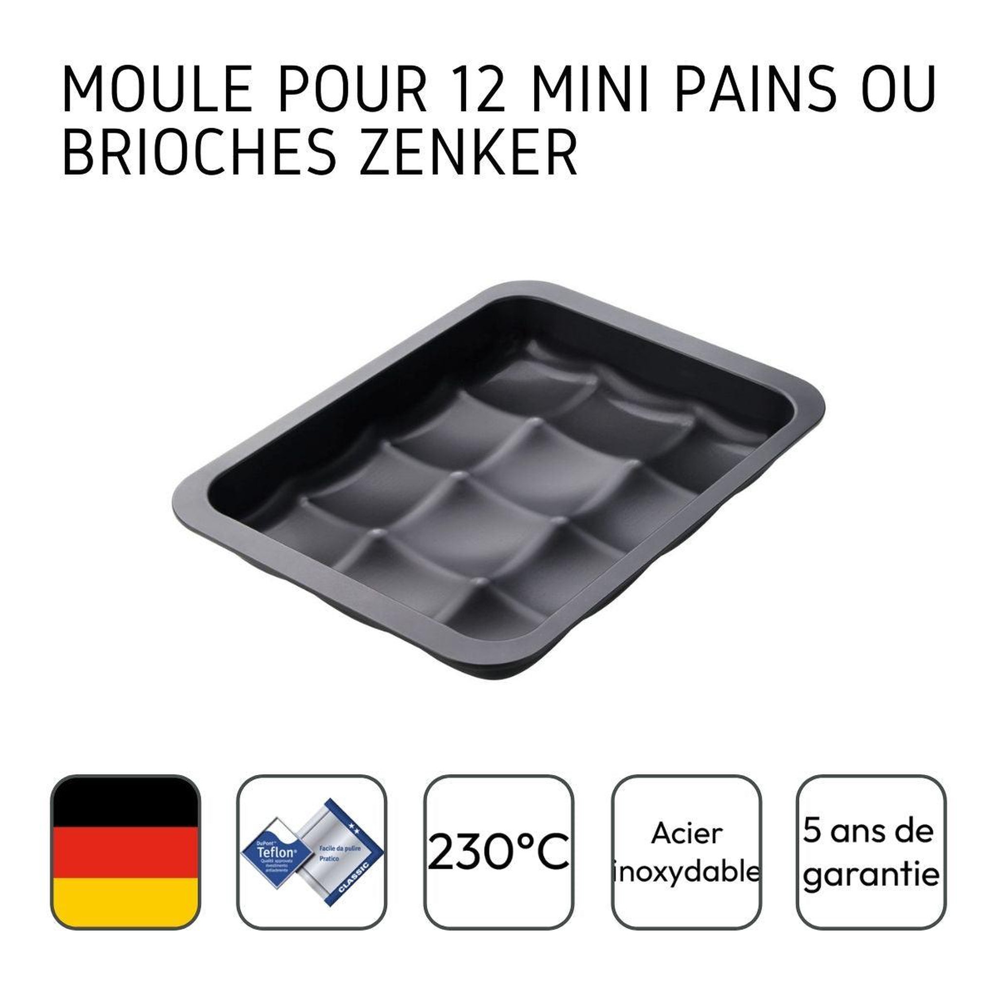 Voir la diapositive 4 : ZENKER Lot de 2 moules à gâteaux 36/27/5 cm en acier black metallic black mettallic zenker  black mettallic