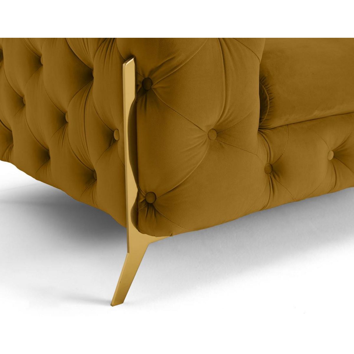 LISA DESIGN Camden - fauteuil chesterfield en velours - pieds en métal doré