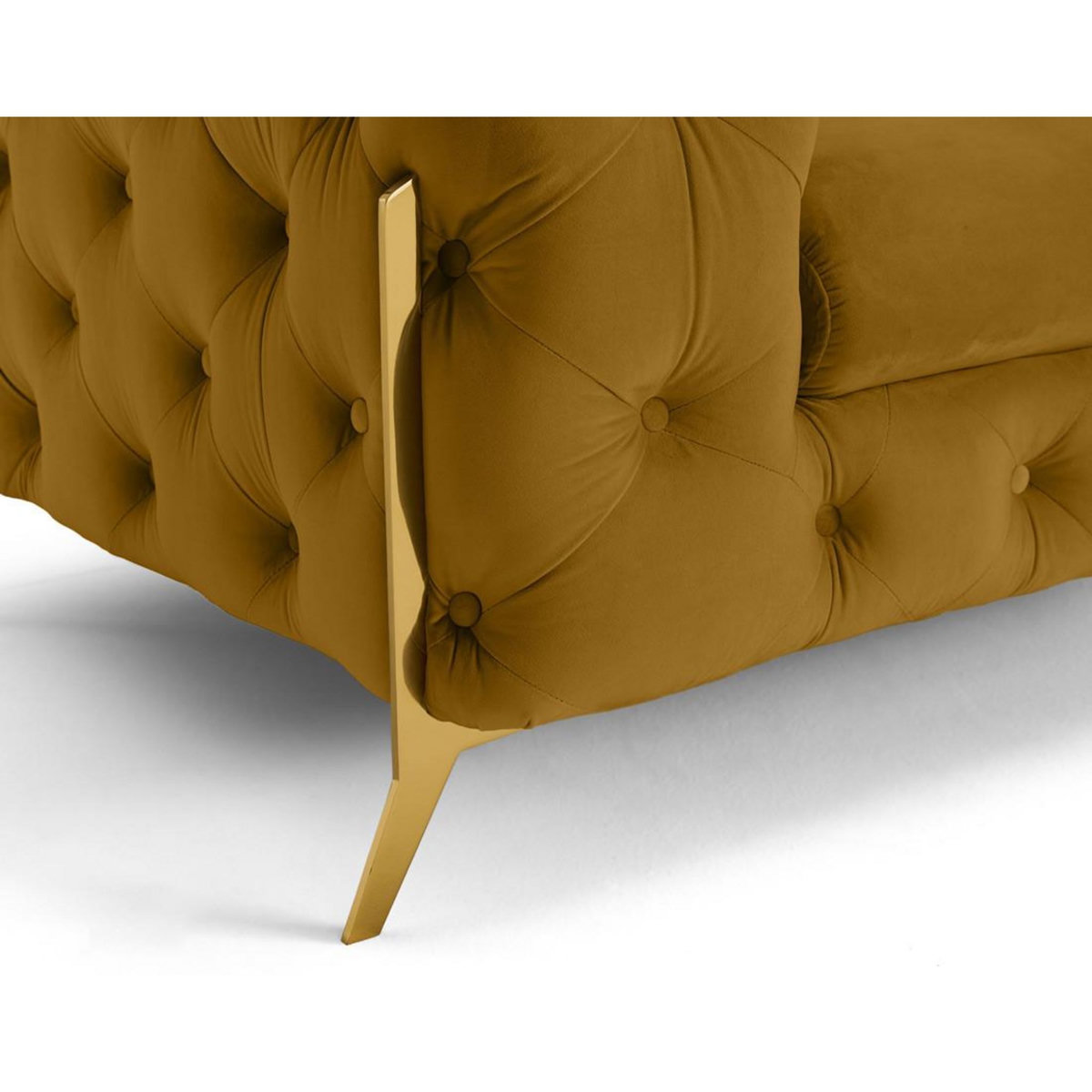 LISA DESIGN Camden - fauteuil chesterfield en velours - pieds en métal doré