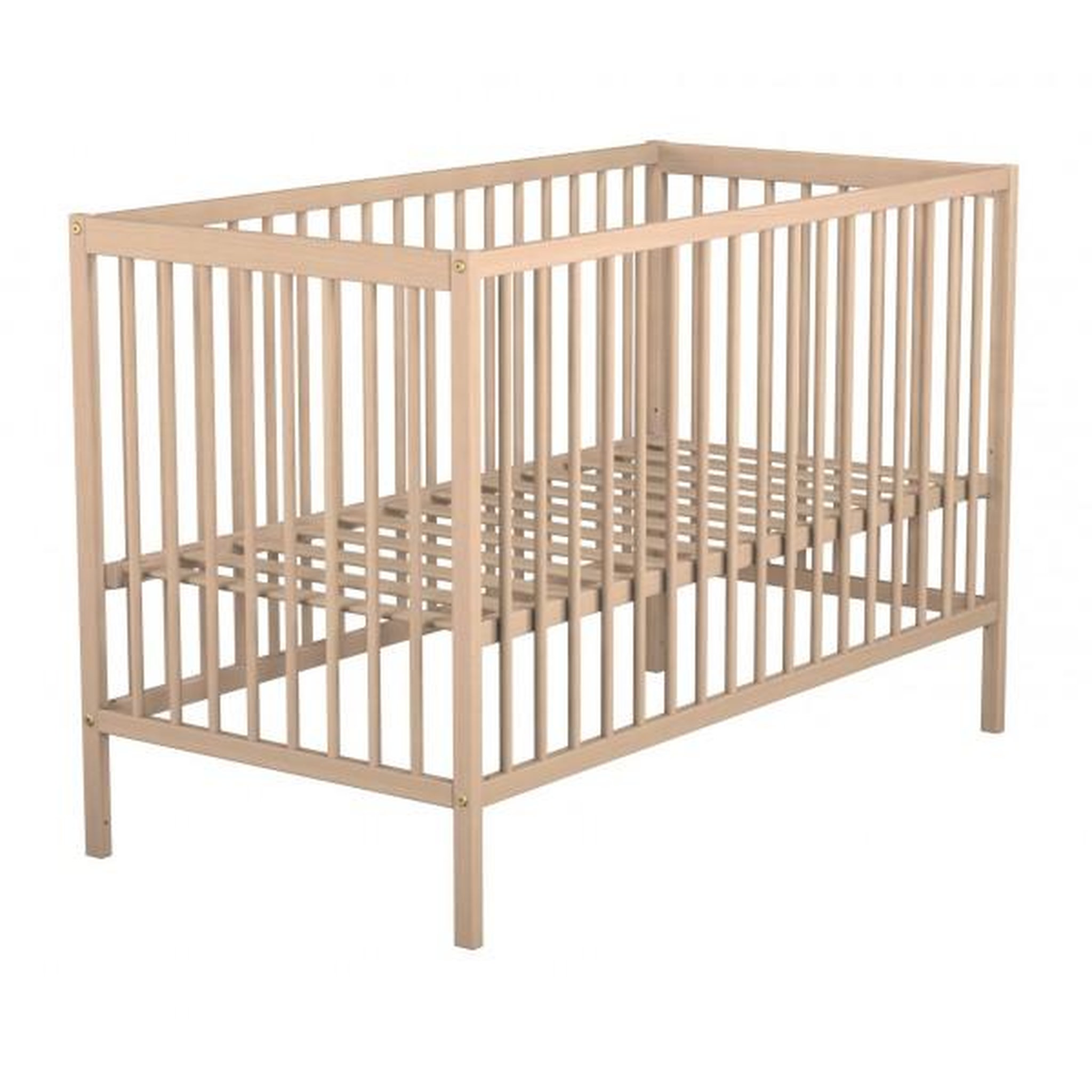 Voir la diapositive 2 : AT4 Lit bébé à barreaux Bois massif 60 x 120 cm ESSENTIEL Hêtre Brut