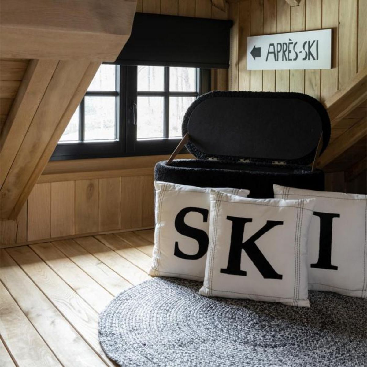 Paris Prix Tapis Rond Bohème  Miami  119cm Noir & Blanc