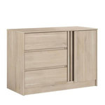 PARISOT Commode ESCALE - 3 tiroirs - 1 porte - Décor chene - L 109,8 x H 76,8 x P 50 cm