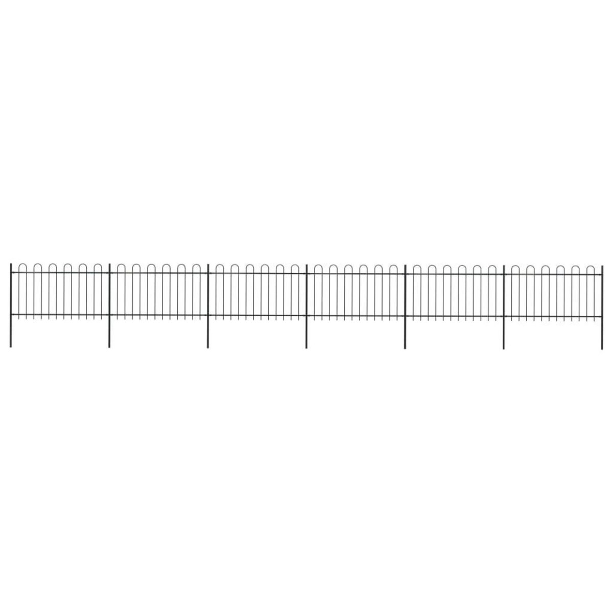 VIDAXL Cloture de jardin avec dessus en cerceau Acier 10,2 x 1 m Noir