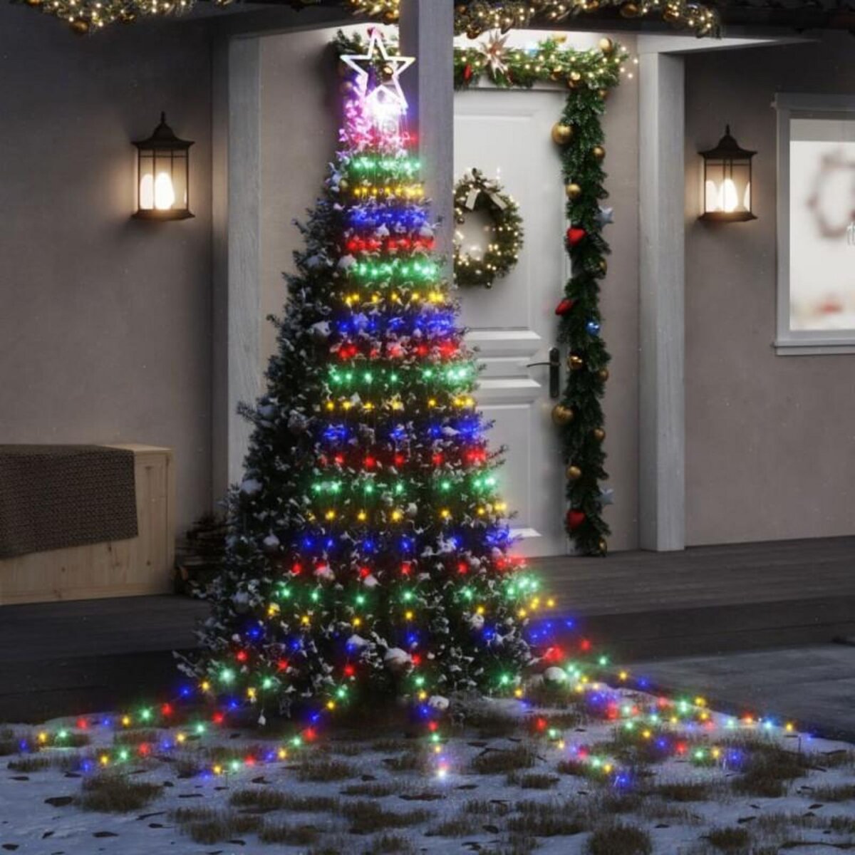 VIDAXL Guirlande de sapin de Noël 320 LED colorées 375 cm