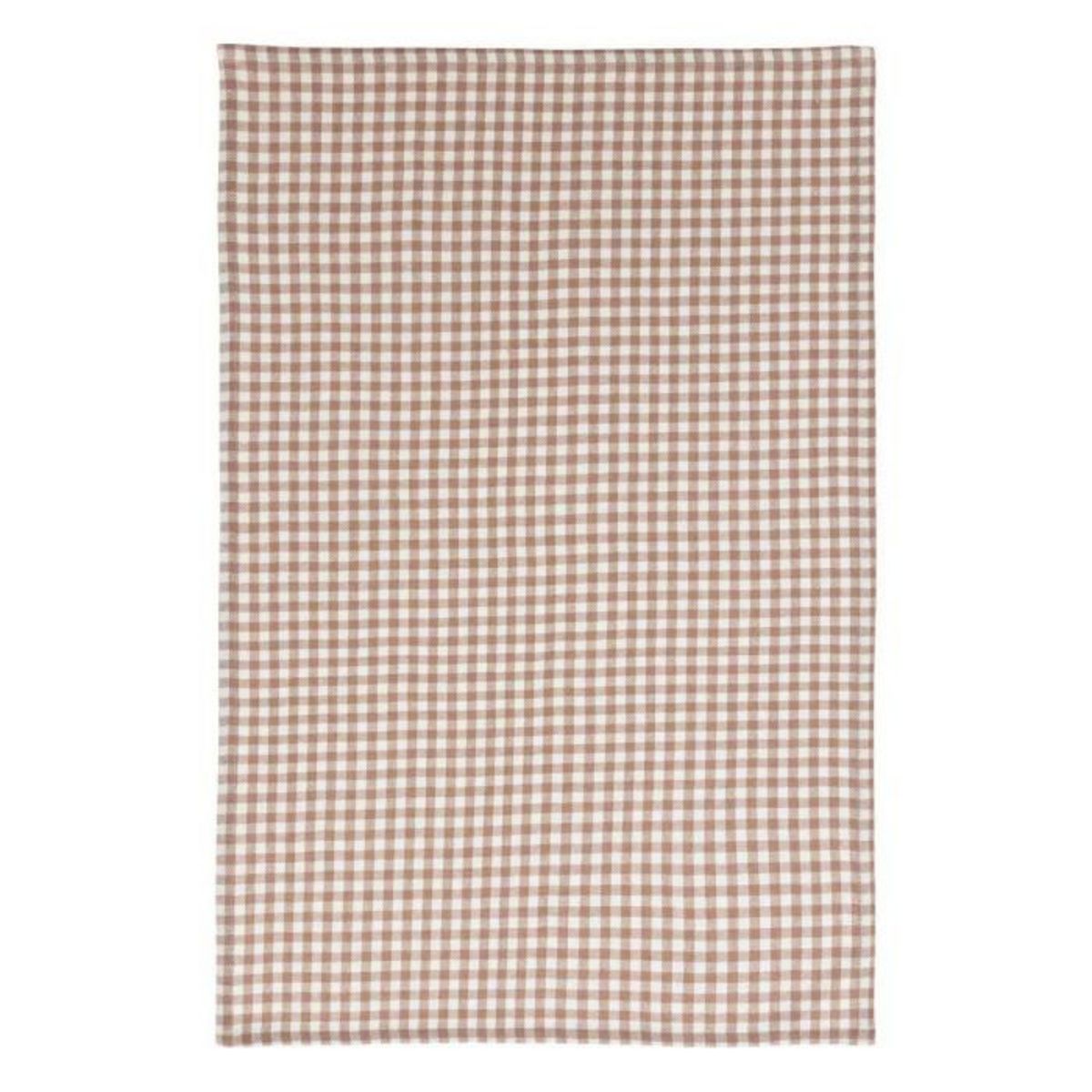 ATMOSPHERA Lot de 3 Torchons Vichy  Floral  45x70cm Marron & Ivoire