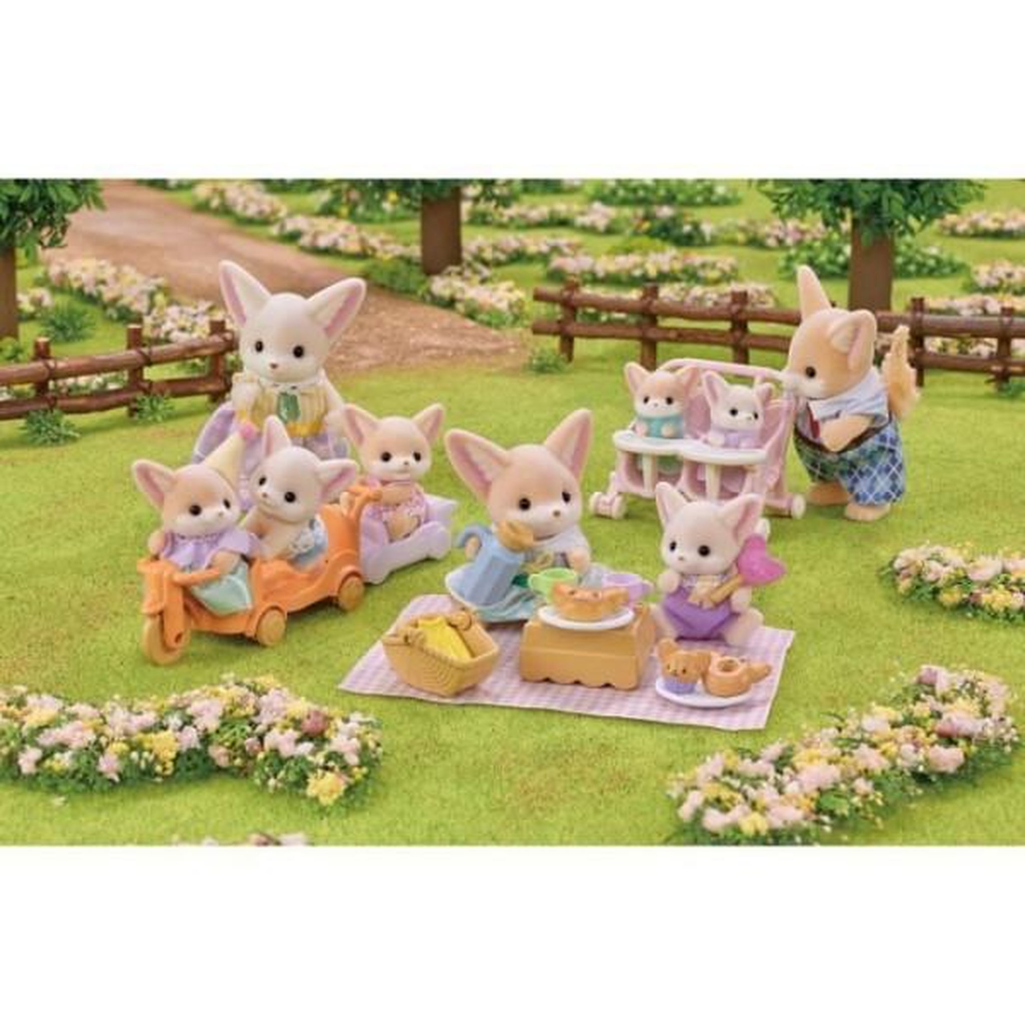 Sylvanian Families Set de pique-nique fennec - sylvanian families - 2 personnages, vélo et accessoires
