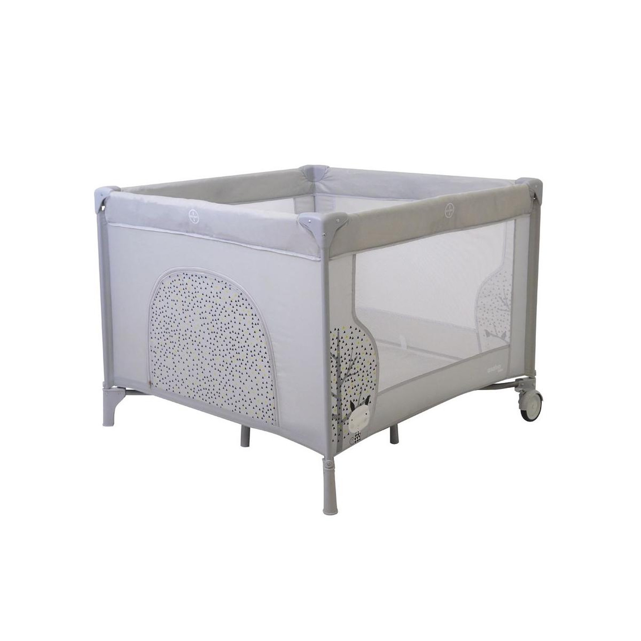 Voir la diapositive 3 : Asalvo Parc Bébé Square Gris Pliable avec Roues et Freins - Sécurité et Confort
