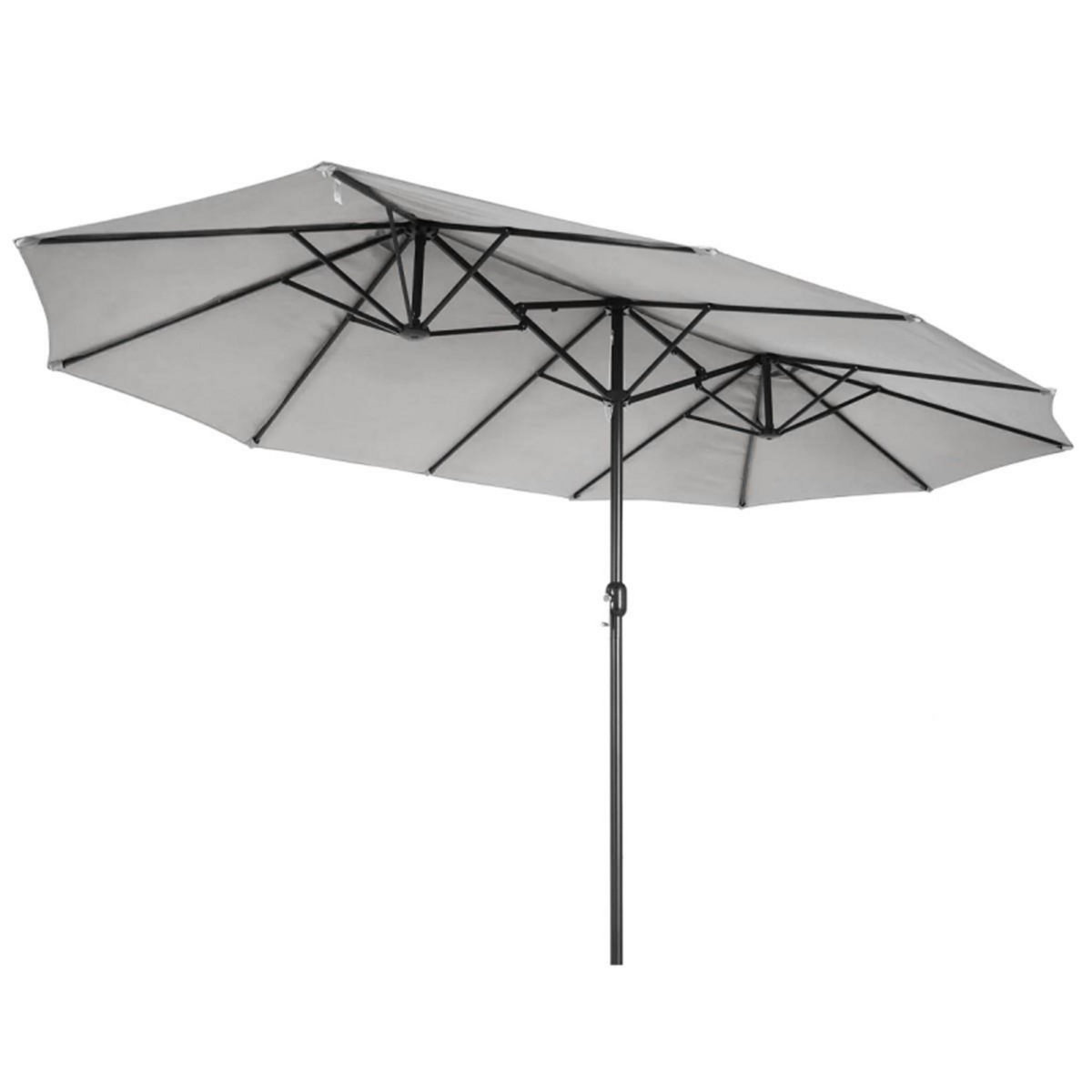 KZ GARDEN Parasol de jardin double Gris 4.50 x 2.65 x H 2.40 Toile polyester TWIN KZ GARDEN