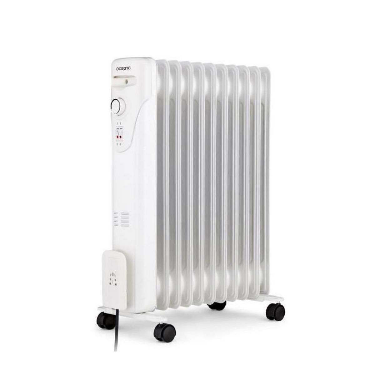OCEANIC Radiateur électrique bain d'huile 2500W OCEANIC - 3 puissances - 11 éléments - Blanc - Mobile