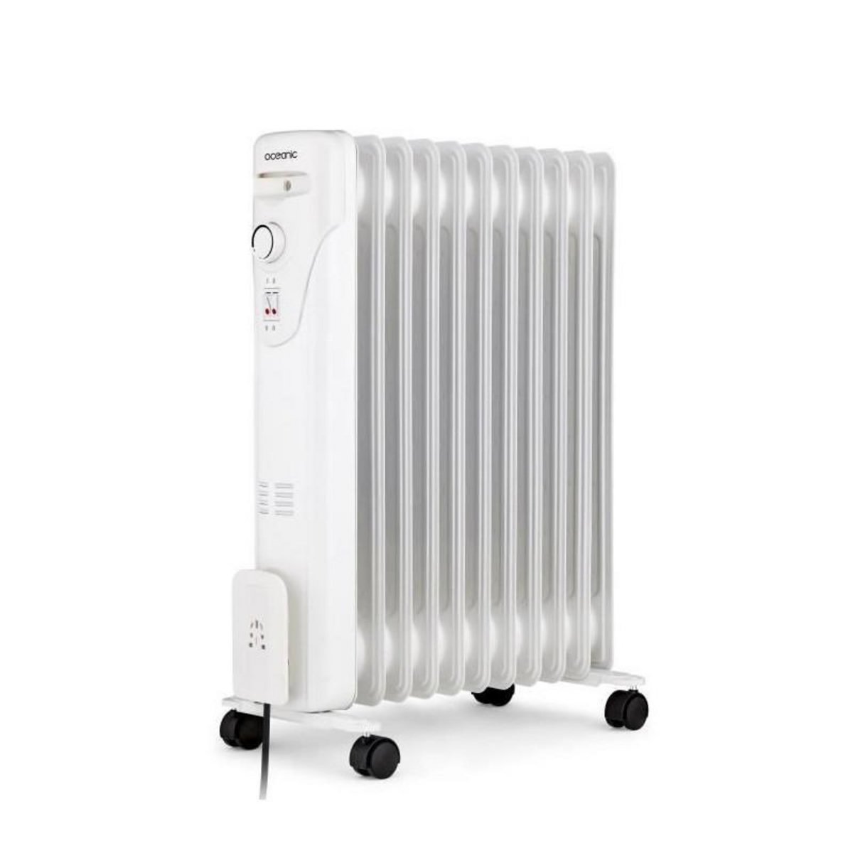 OCEANIC Radiateur électrique bain d'huile 2500W OCEANIC - 3 puissances - 11 éléments - Blanc - Mobile