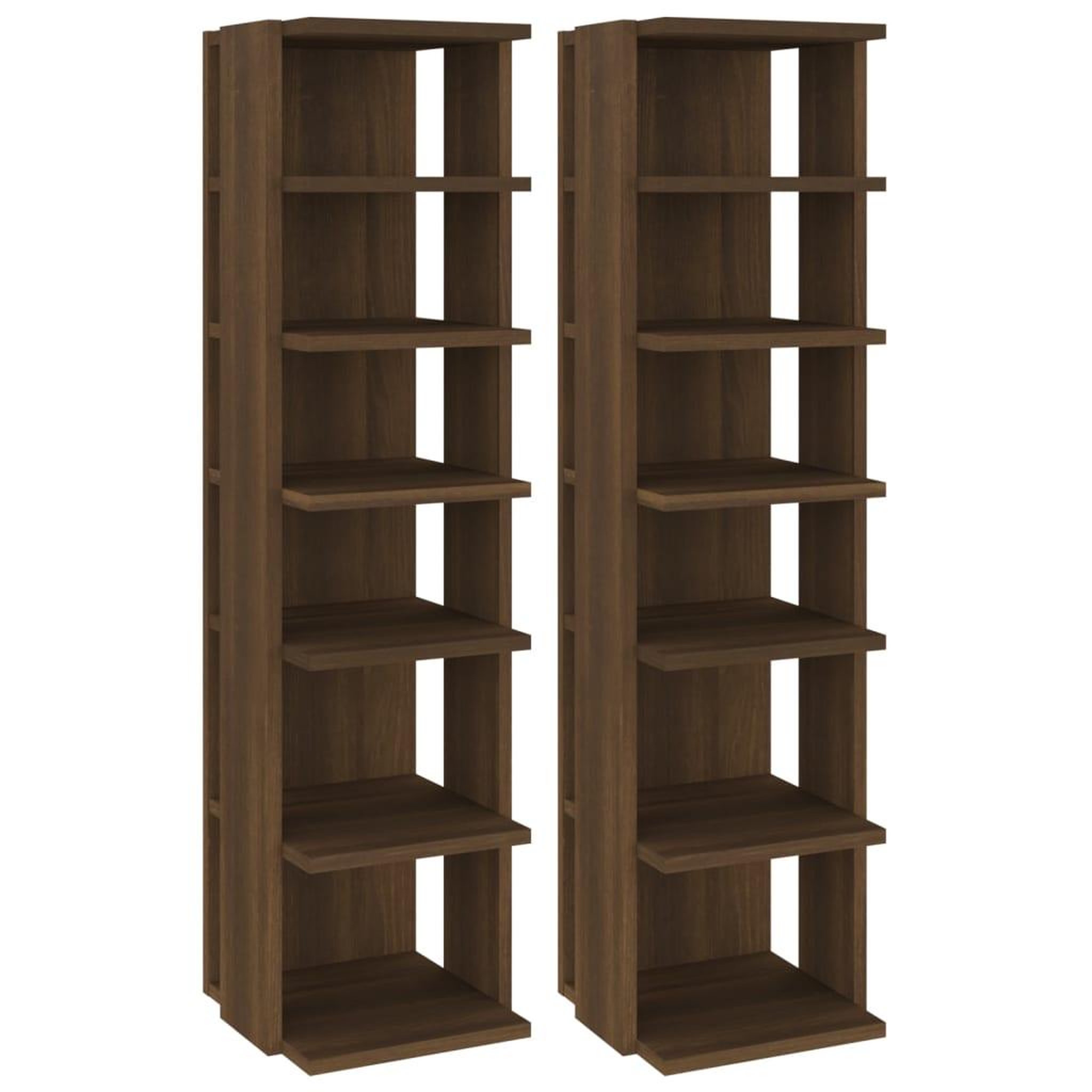 Voir la diapositive 2 : VIDAXL Etageres a chaussures 2 pcs Chene marron 27,5x27x102 cm