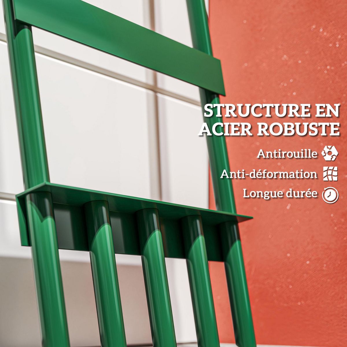 OUTSUNNY Aérateur de pelouse - aérateur de gazon - 5 dents creuses dia. 2,3 cm - acier thermoplastique vert