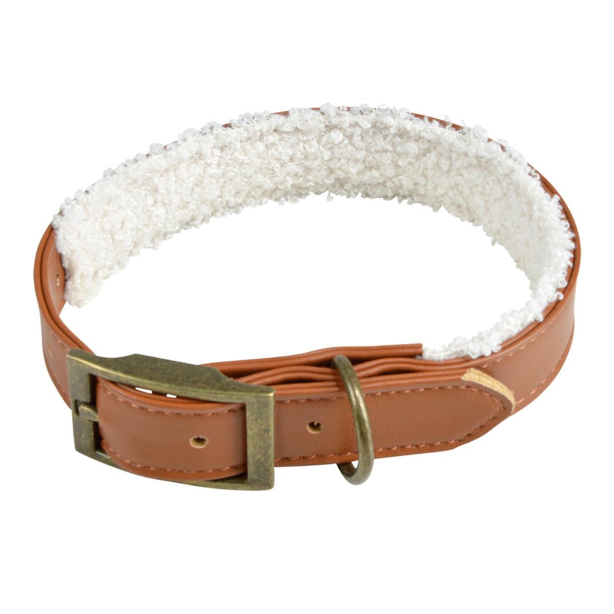 LOVE STORY Collier pour chien  wooly  30cm cognac & écru