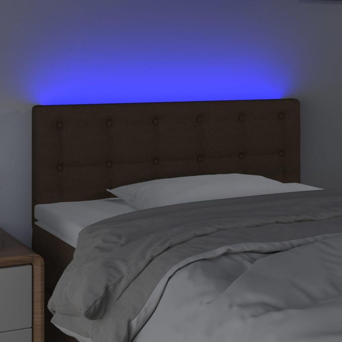 VIDAXL Tete de lit a LED Marron Fonce 100x5x78/88 cm Tissu
