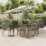 VIDAXL Ensemble a manger jardin et coussins 7 pcs Noir et gris Rotin