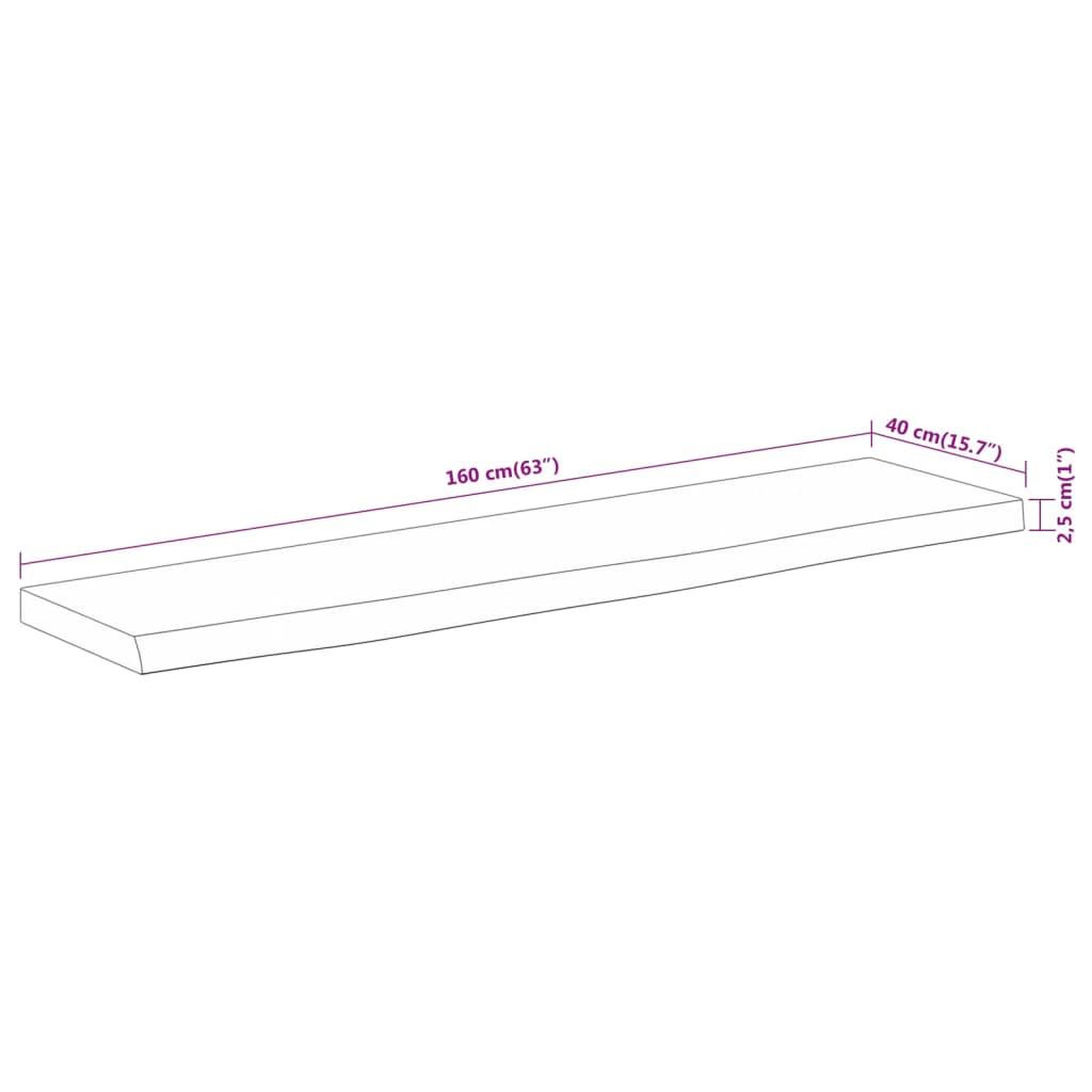 Voir la diapositive 6 : VIDAXL Dessus de table 160x40x2,5 cm rectangulaire bois massif acacia