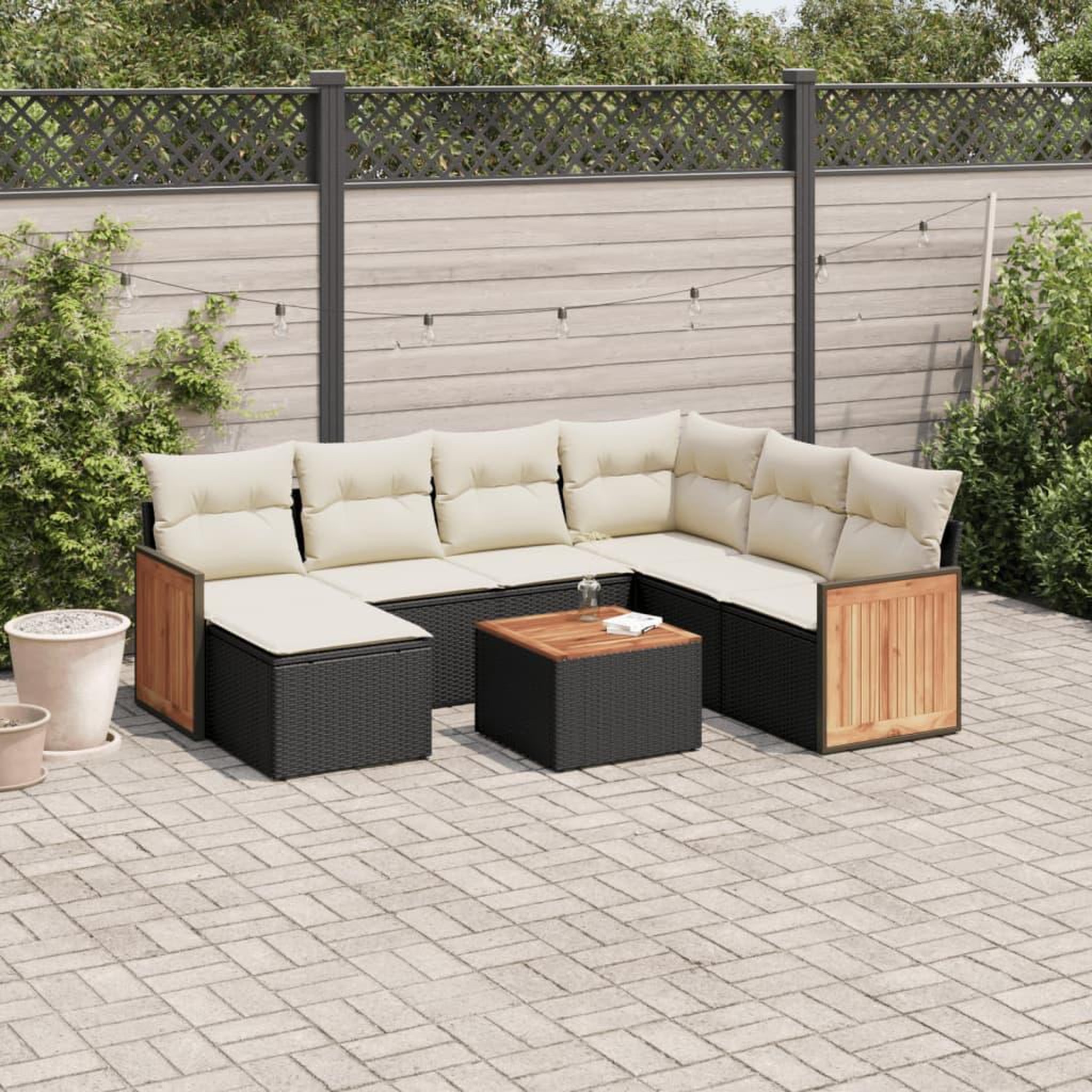 VIDAXL Salon de jardin 8 pcs avec coussins noir resine tressee