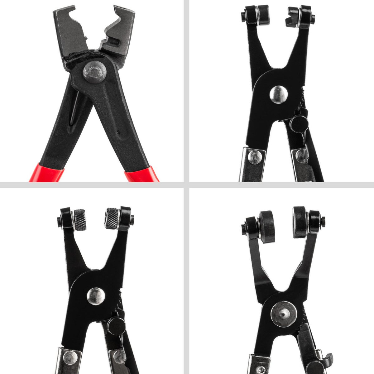 tectake Jeu d'outils pour pinces à colliers de serrage 9 pièces noir/rouge