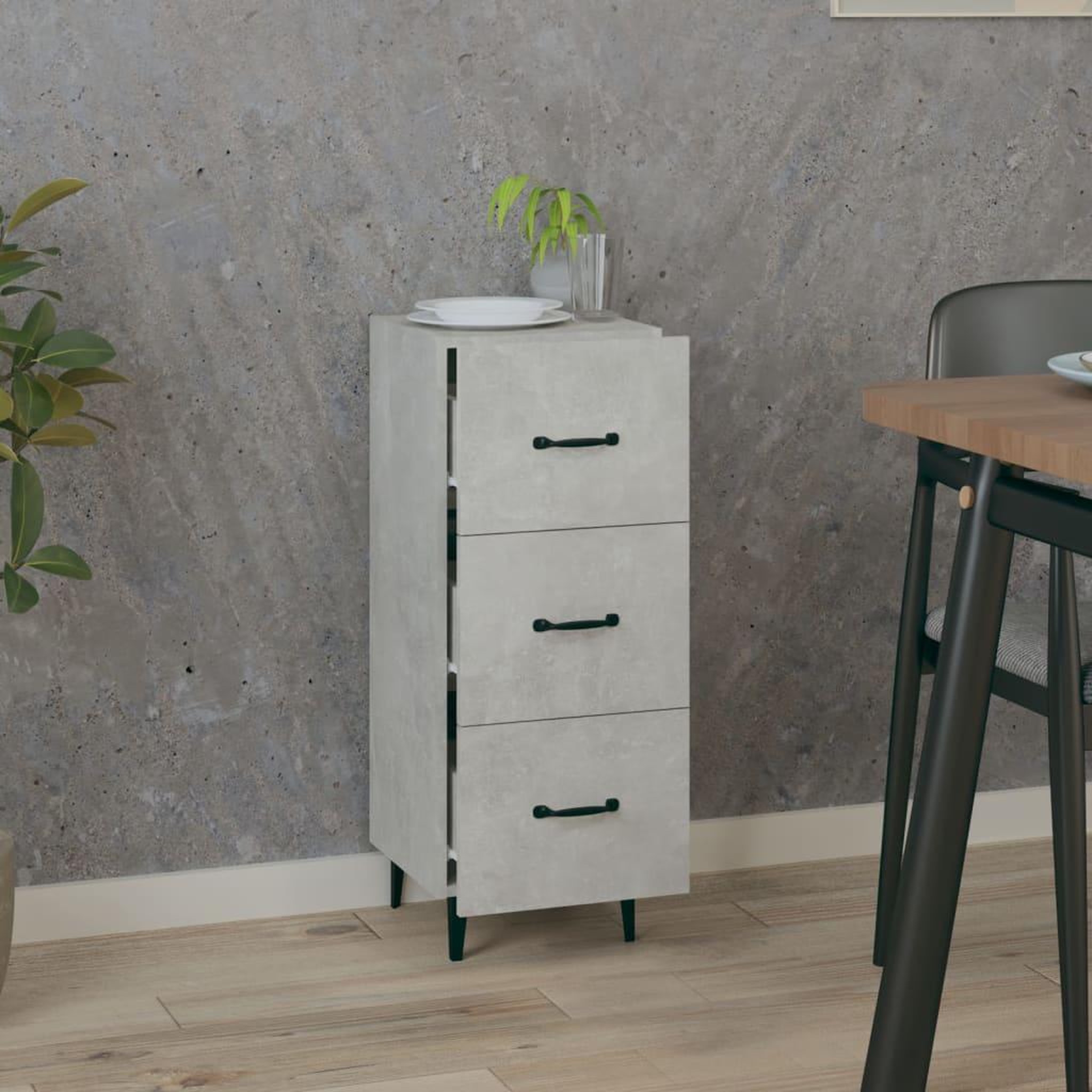 Voir la diapositive 3 : VIDAXL Buffet Gris beton 34,5x34x90 cm Bois d'ingenierie