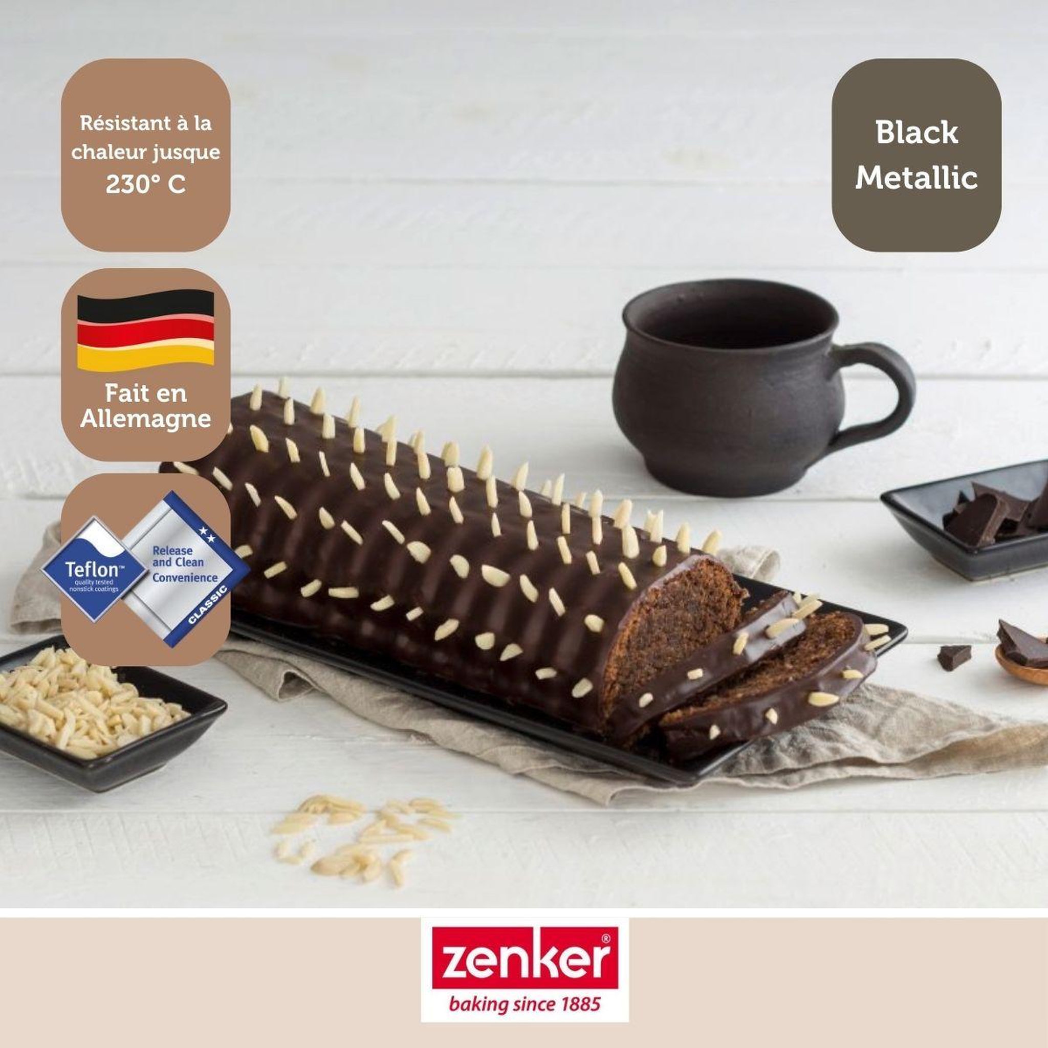 Voir la diapositive 5 : ZENKER Moule à bûche de noël 32 x 12,5 cm zenker black metallic