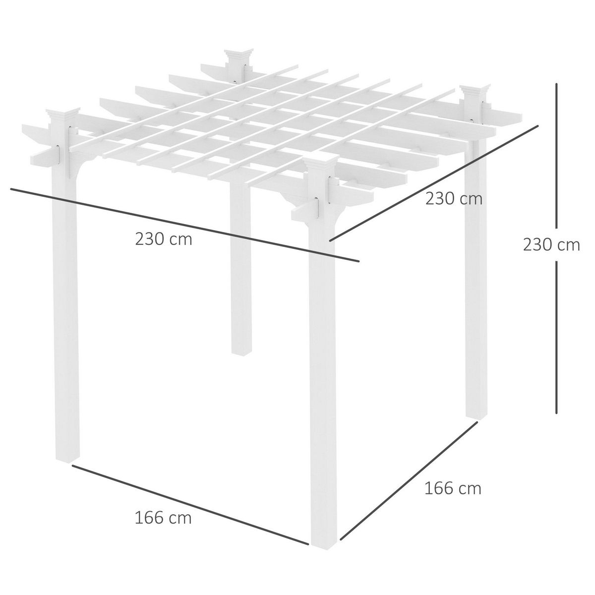 OUTSUNNY Pergola autoportante style contemporain - Toit terrasse à décorer - dim. 2,3L x 2,3l x 2,3H m - bois sapin blanc