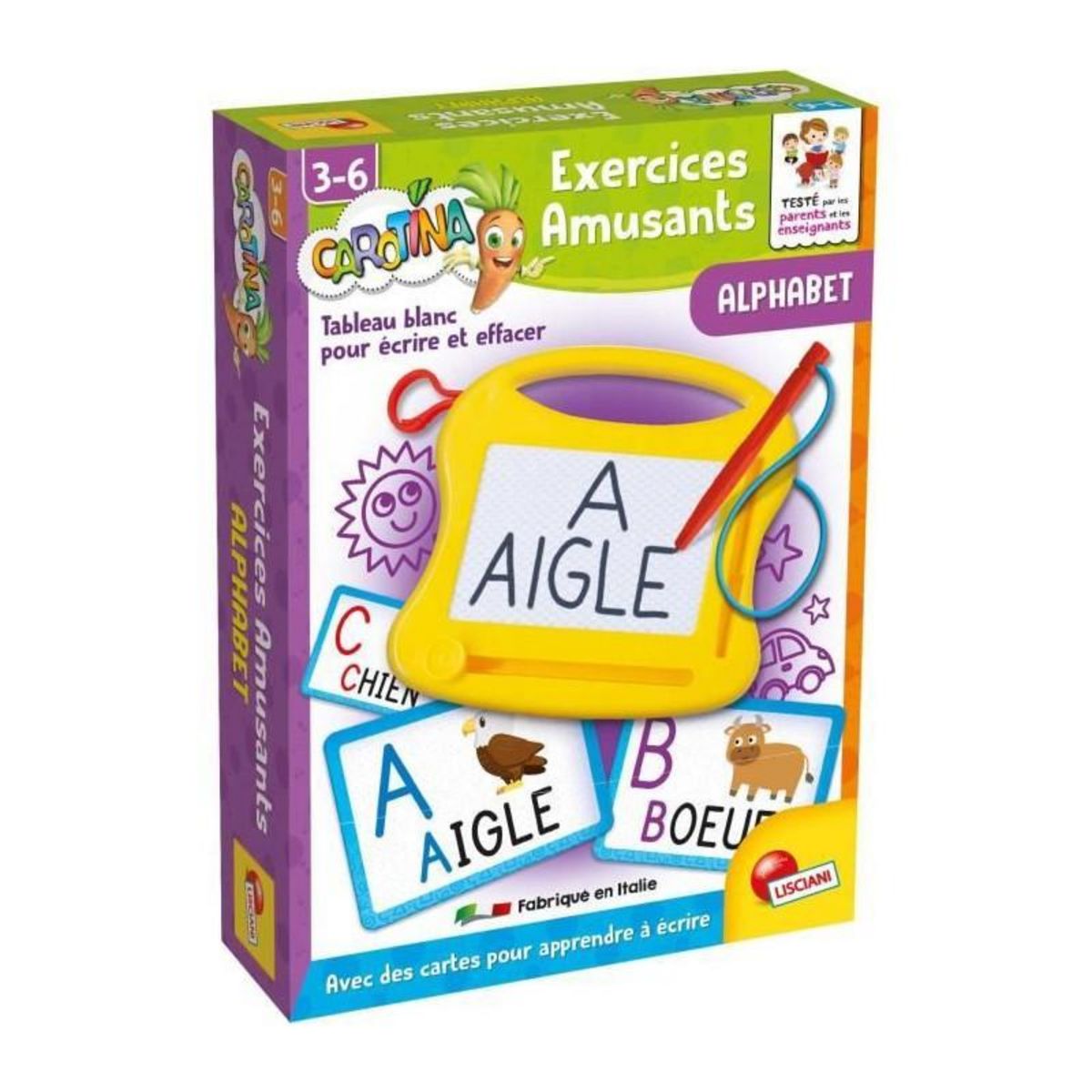 LISCIANI GIOCHI Alphabet - Mini ardoise magique - CAROTINA - Apprentissage de l'alphabet