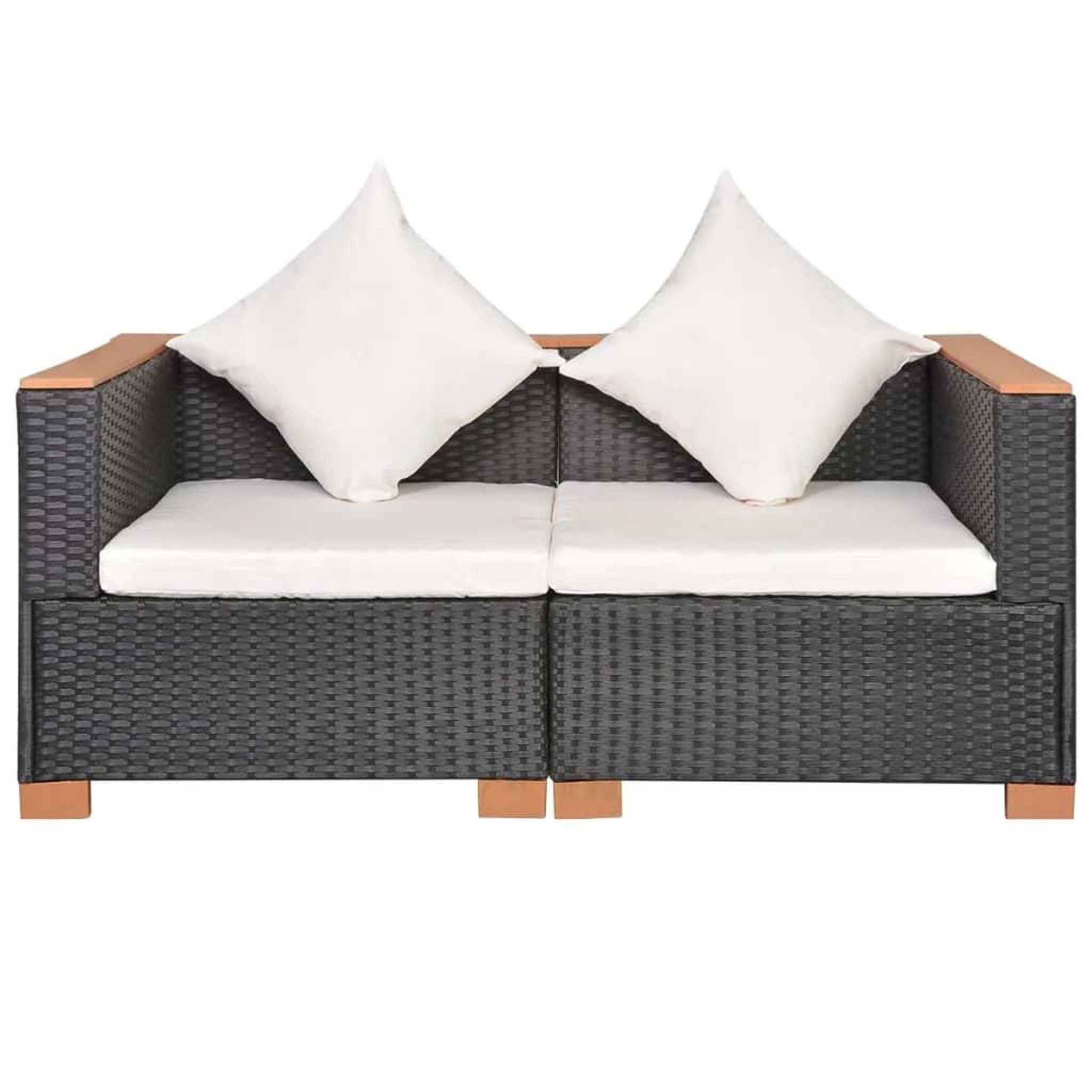 Voir la diapositive 2 : VIDAXL Canape de jardin Resine tressee Noir
