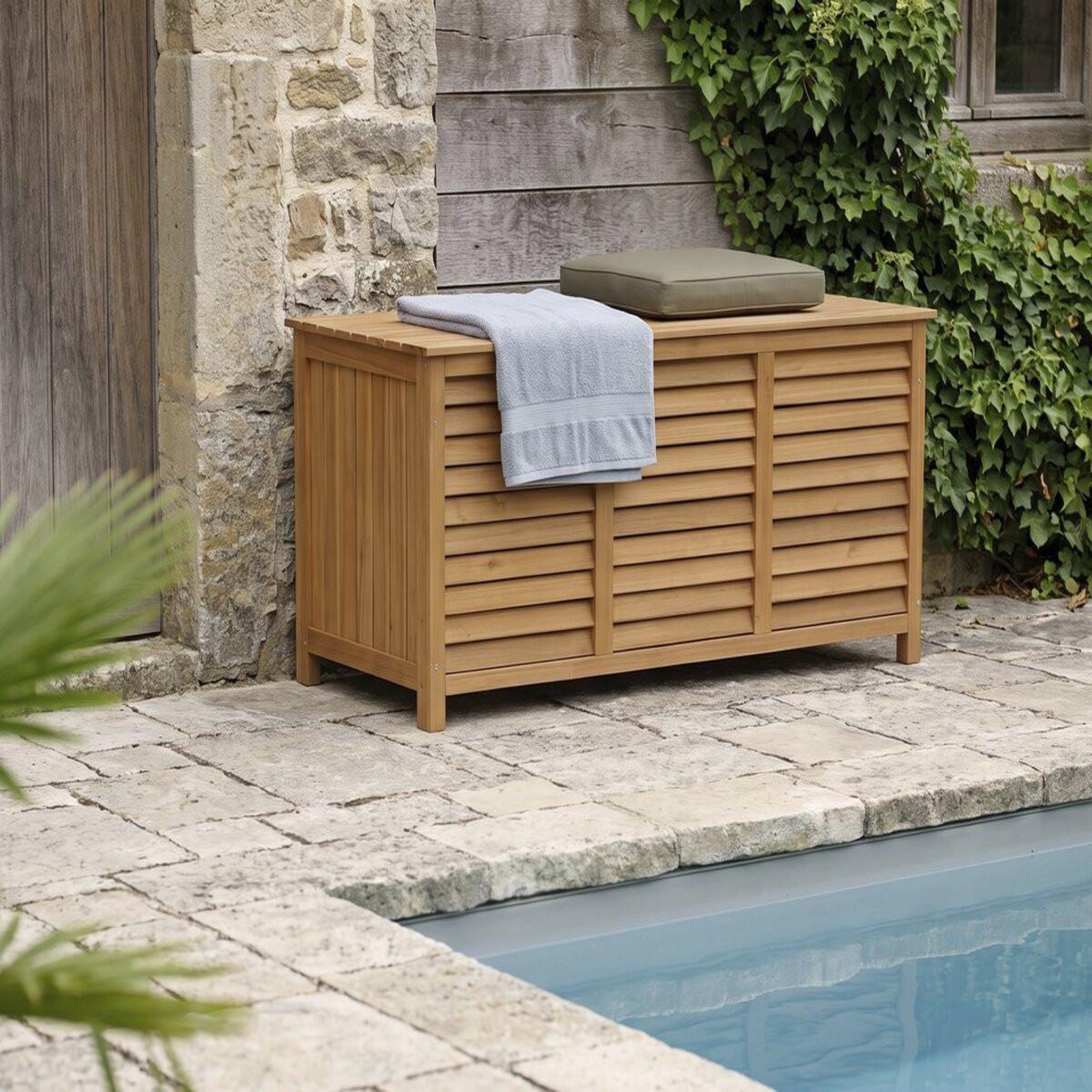 Voir la diapositive 2 : Habitat et Jardin Coffre de jardin en bois  Macao  - 130 x 64 x 60 cm - Marron