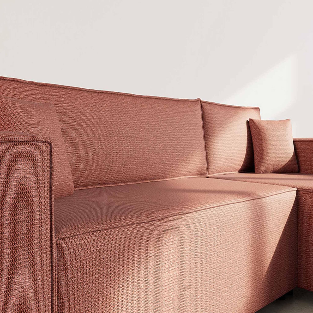 BEST MOBILIER Jonas - canapé d'angle réversible 4 places convertible avec coffre en tissu texturé